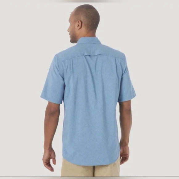 WRANGLER™ ATG MEN'S OUTDOORS SHORT SLEEVE ZIP POCKET SHIRT CORONET BLUE SIZE XL - Picture 2 of 12